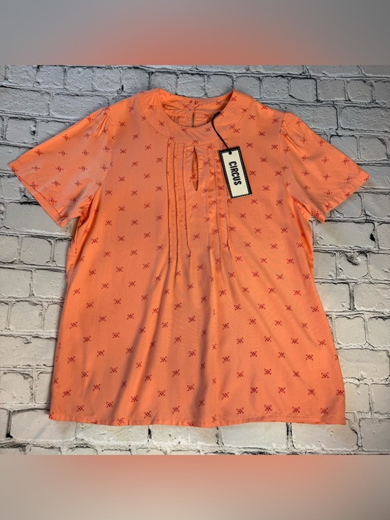 Circus Tops - Circus NWT Cat Print Light Peach Pink Retro Inspired Blouse Keyhole Size 14 UK